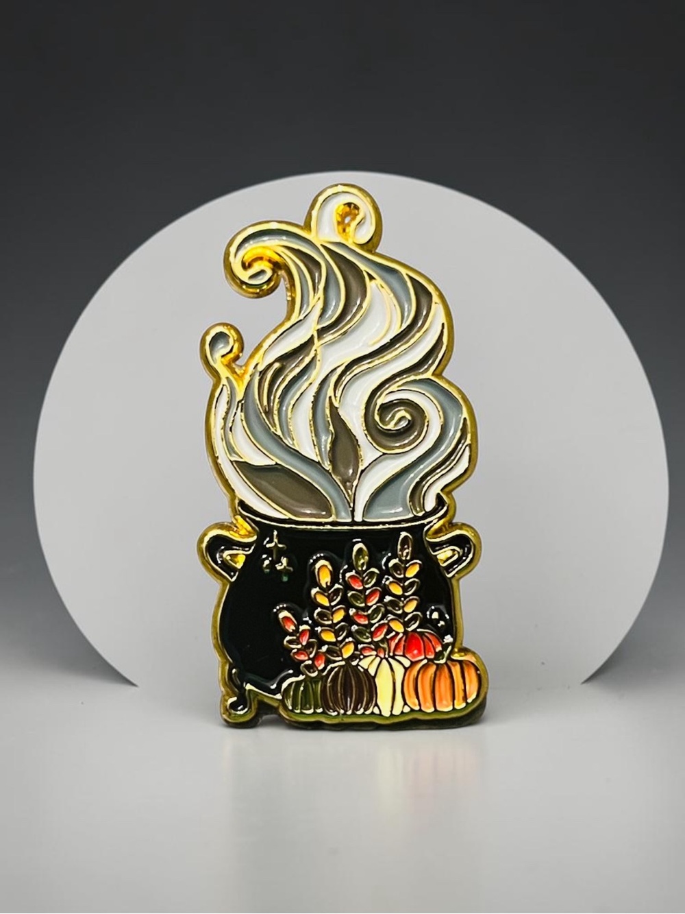 Gold-Tone Black Cauldron Pin